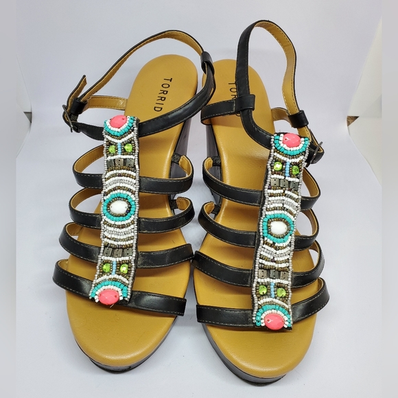 Torrid Beaded Strappy Wedge Platform Sandals *FIRM* - Picture 2 of 11